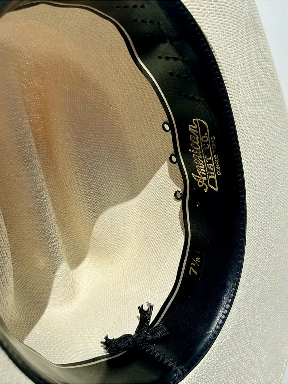 American Hat Co Para Panama Men's Wide-Brim Outback Hat Cream, Black Band, 7 1/8